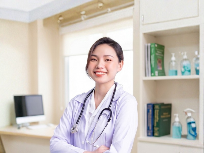 A female doctor smiling