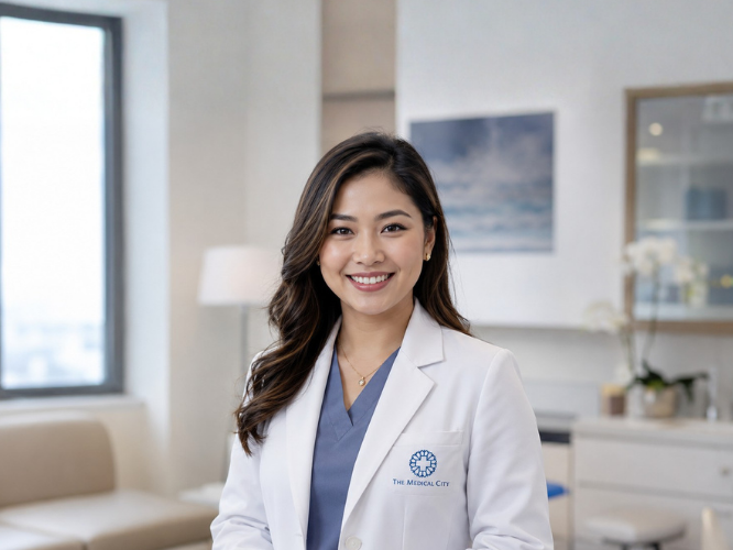 A female doctor smiling