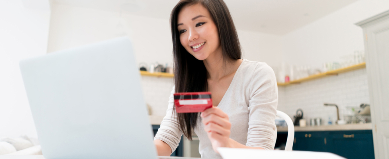Woman shopping online at home