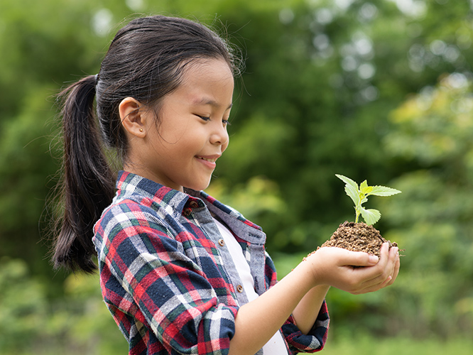 girl with a plant