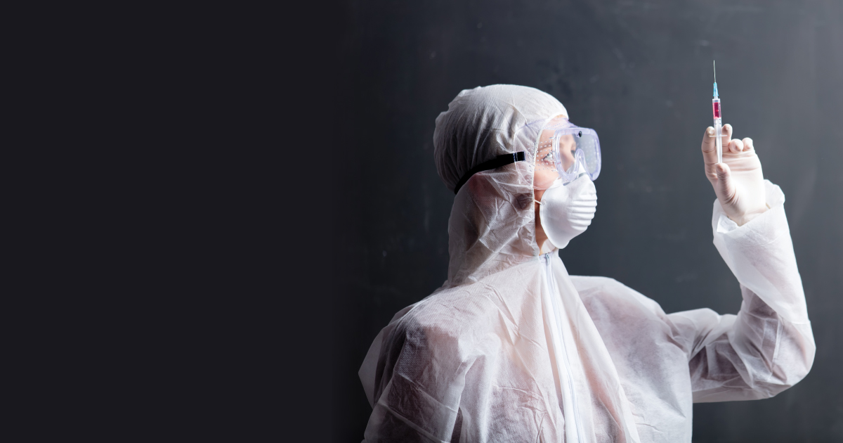 Doctor holding a covid-19 vaccine