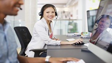 Woman in a customer center