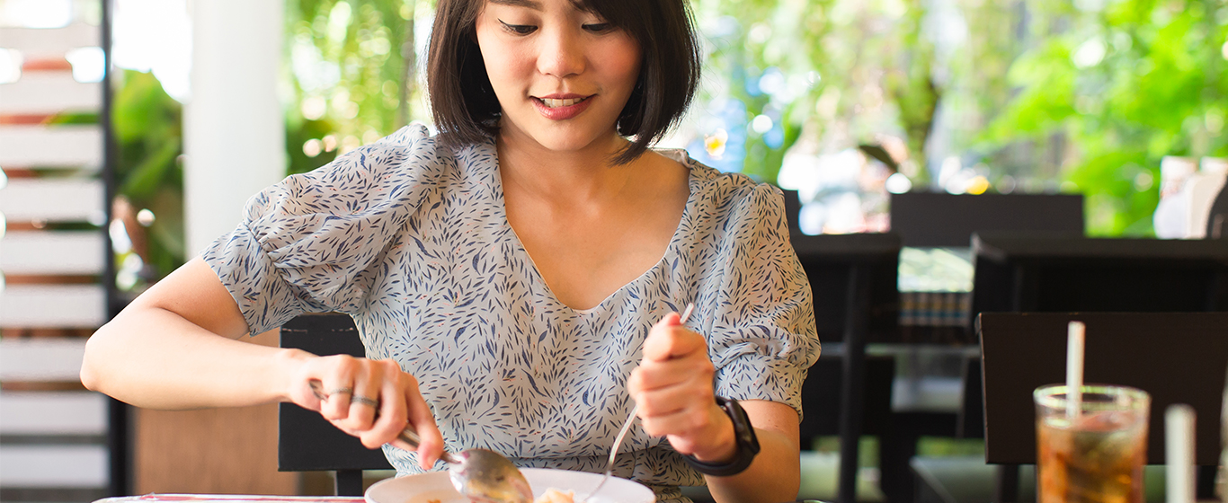 Girl eating her salad