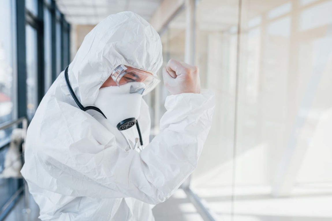 Health worker feeling triumphant