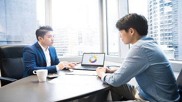 A man consulting with an agent