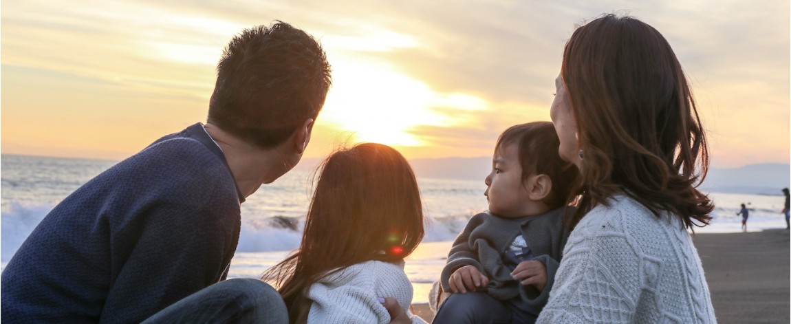 Young parents with two kids