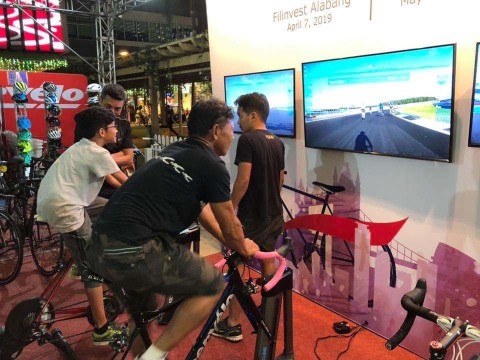 Visitors trying out the virtual race