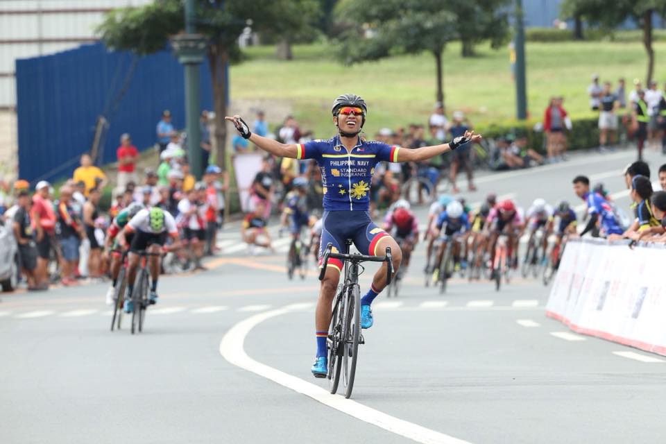 Morales winning the Road Race