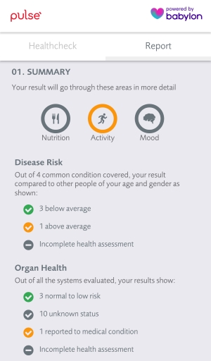 Screenshot of Pulse Health Check Feature