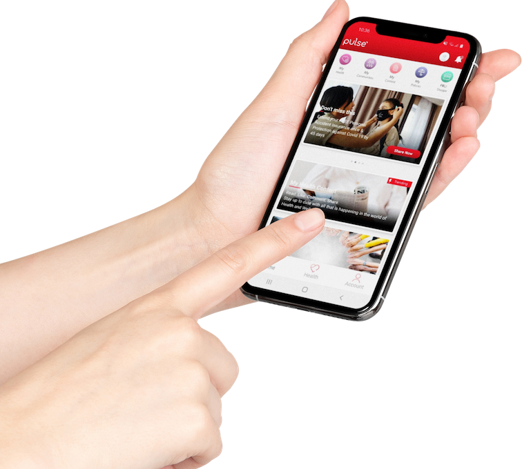 Hand holding a smartphone showing the Pulse app