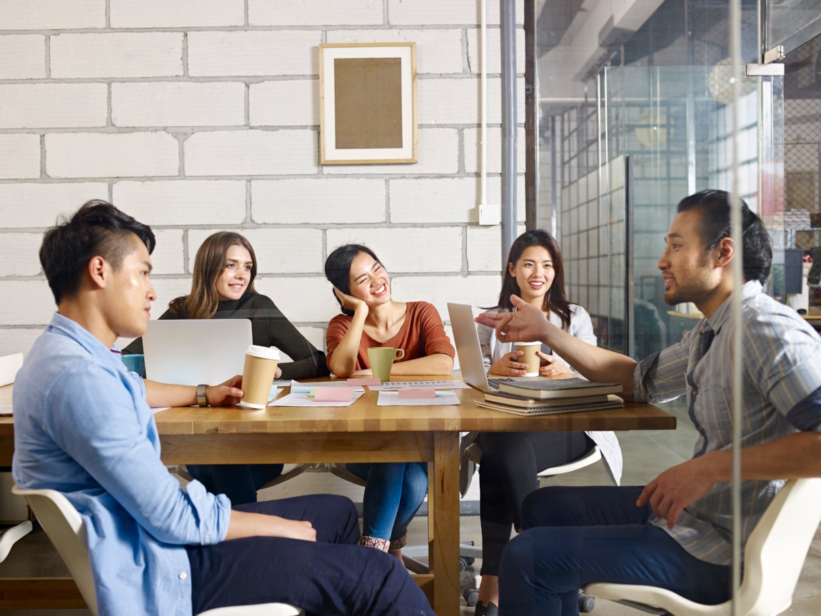 Team meeting inside an office