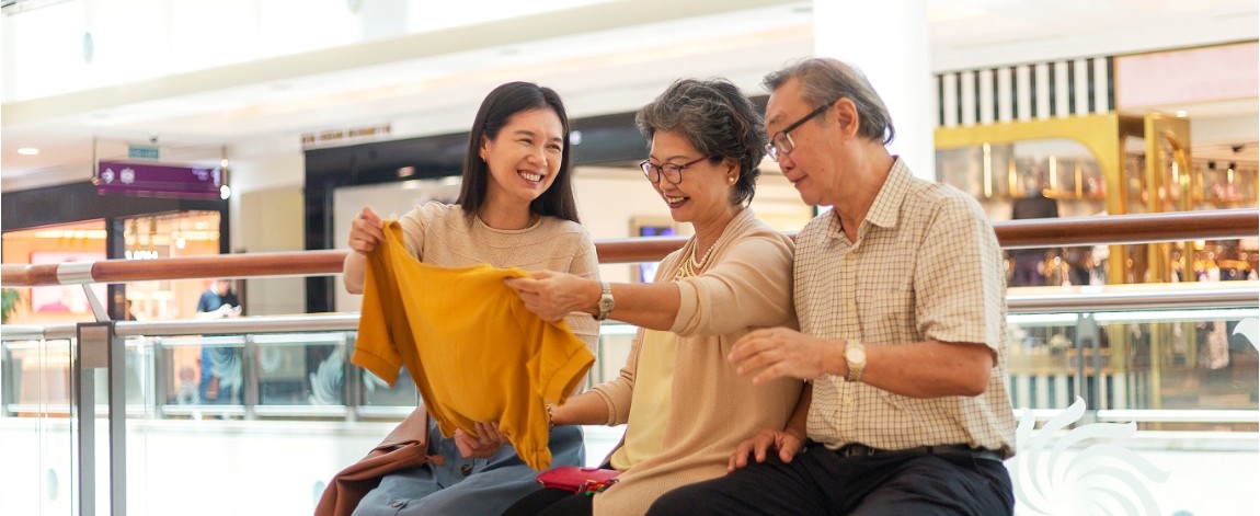 Woman treating her parents