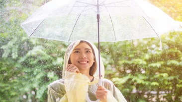 Woman in the rain with an umbrella